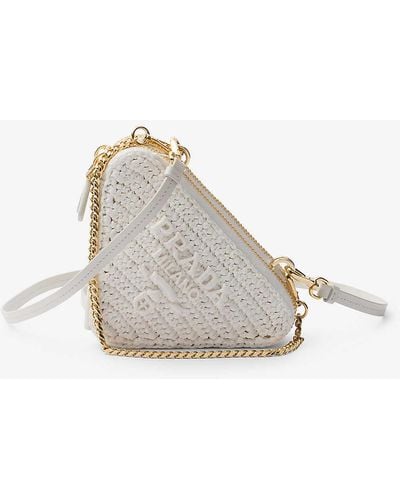 Prada Triangle-shaped Woven Cross-body Bag - White