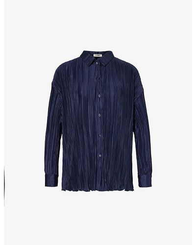 4th & Reckless Palais Pleated Woven Shirt - Blue