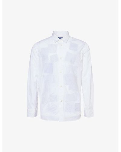 Junya Watanabe Patchwork-appliqué Relaxed-fit Cotton-poplin Shirt - White