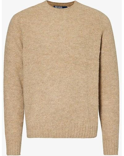 Polo Ralph Lauren Brand-patch Knitted Wool-blend Jumper - Natural