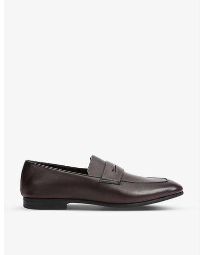 Zegna L'asola Almond-toe Leather Penny Loafers - White
