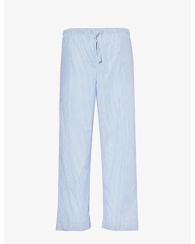 Derek Rose James Striped-pattern Cotton Pajama Pants - Blue