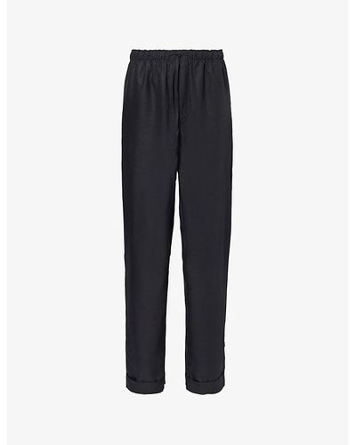 CDLP Relaxed-fit Straight-leg Mid-rise Woven Pajama Bottoms - Blue