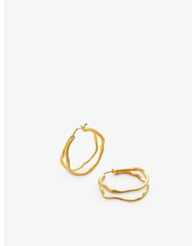 Monica Vinader Double-band 18ct Yellow -plated Vermeil Recycled Sterling-silver Hoop Earrings - Metallic