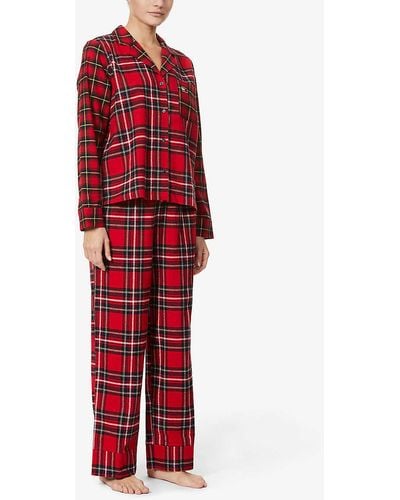 Tommy Hilfiger Tartan-print Cotton Flannel Pyjama Set - Red