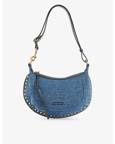 Isabel Marant Oskan Moon Stud-embellished Denim Shoulder Bag - Blue