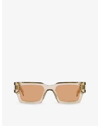 Saint Laurent Ys000468 Rectangle-frame Acetate Sunglasses - Natural