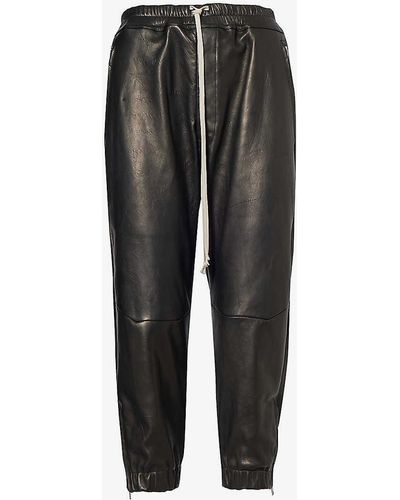 Rick Owens Tapered-leg High-rise Leather Trousers - Black