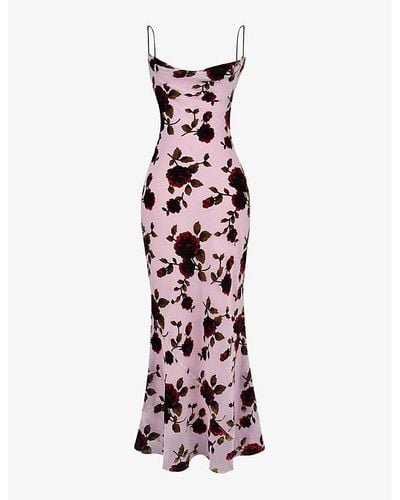 House Of Cb Serena Floral-print Stretch-woven Maxi Dress - White