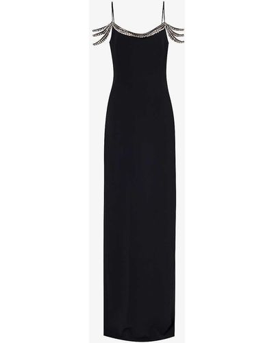 Stella McCartney Crystal-embellished Slim-fit Stretch-woven Maxi Dress - Black