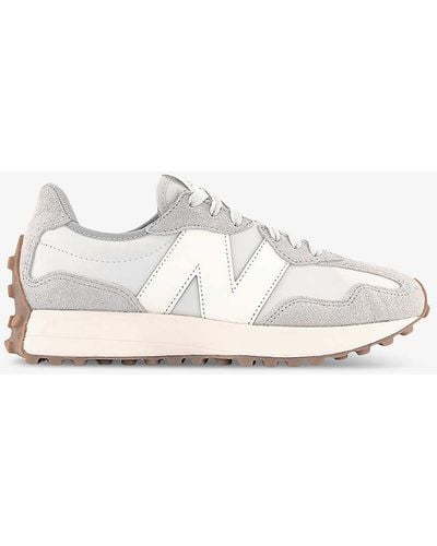 New Balance 327 Logo-embroidered Suede And Woven Low-top Trainers - White
