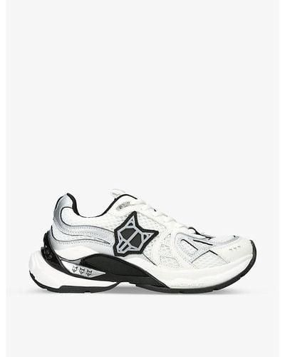 Naked Wolfe Smash Logo-embossed Leather And Mesh Low-top Sneakers - White