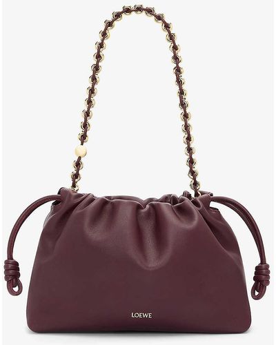 Loewe Flamenco Large Leather Clutch Bag - Purple