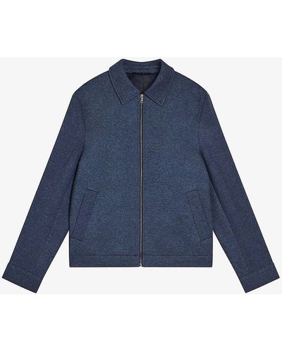Ted Baker Southj Regular-fit Cotton-blend Harrington Jacket - Blue