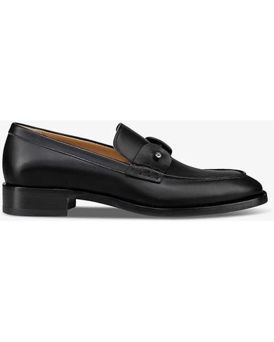Christian Louboutin Chambelimoc Brand-monogram Leather Derby Shoes - Black