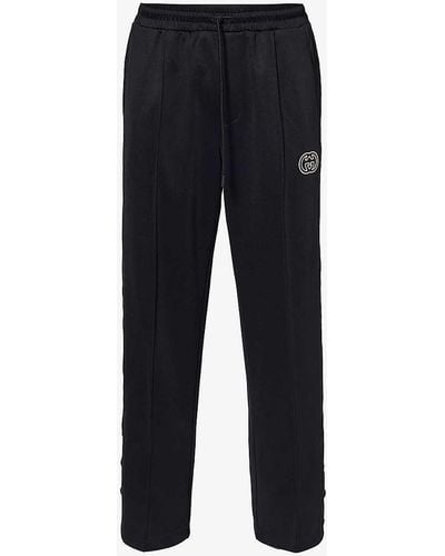 Gucci Brand-appliqué Relaxed-fit Jersey jogging Bottoms - Blue