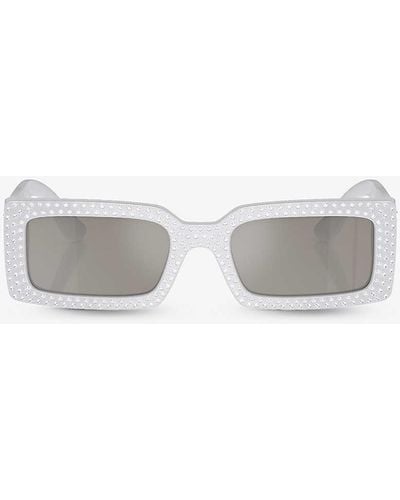 Dolce & Gabbana Dg4447b Rectangle-frame Acetate Sunglasses - White