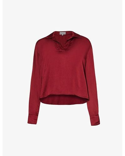 Bella Dahl Pull-over Relaxed-fit Woven-blend Shirt - Red