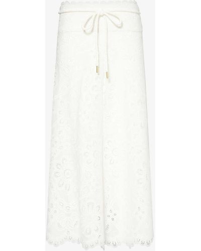 Zimmermann Ottie Cotton Midi Skirt - White