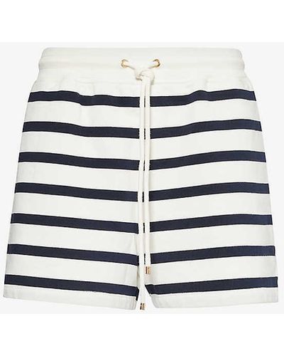 FRAME Drawstring-waist Striped Cotton-blend Shorts - White