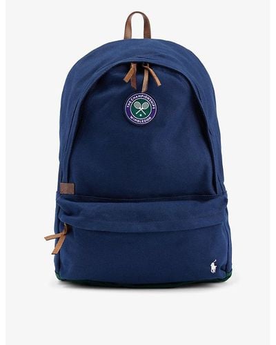 Polo Ralph Lauren X Wimbledon Brand-embroidered Cotton-twill Backpack - Blue