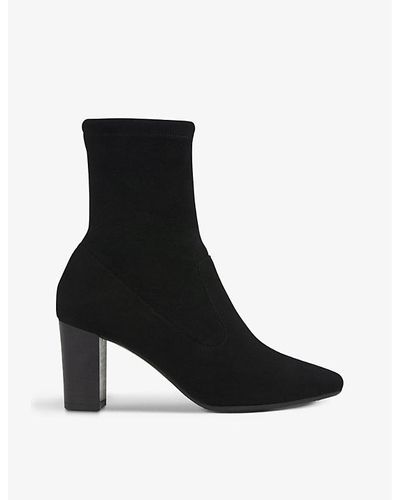 LK Bennett Alice Suede Heeled Ankle Boots - Black