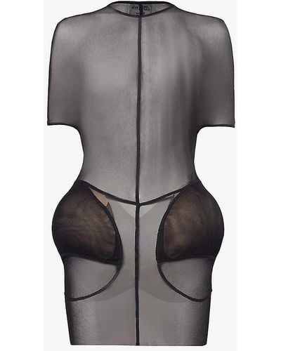 Jean Paul Gaultier X Shayne Oliver Padded Mesh Mini Dress - Grey