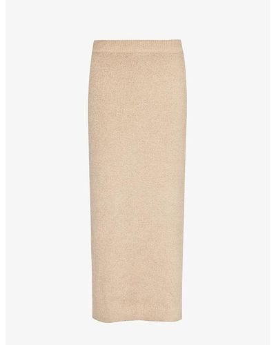Pretty Lavish Kourtney Elasticated-waist Knitted Midi Skirt - Natural