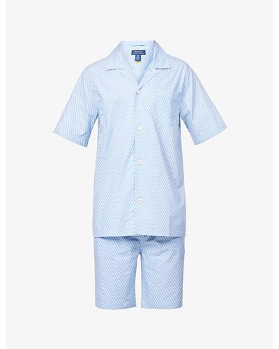 Polo Ralph Lauren Camp-collar Regular-fit Cotton Pajama Set - Blue