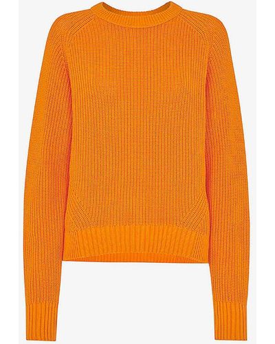 Whistles Round-neck Ribbed Cotton-knit Jumper X - Orange