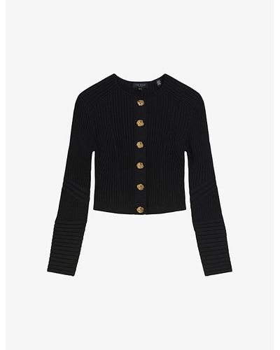 Ted Baker Janisaa Ribbed Stretch-knit Cardigan - Black
