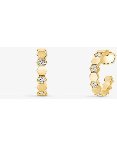 Chaumet Bee My Love 18ct Yellow-gold And 0.41ct Brilliant-cut Diamond Hoop Earrings - Multicolour