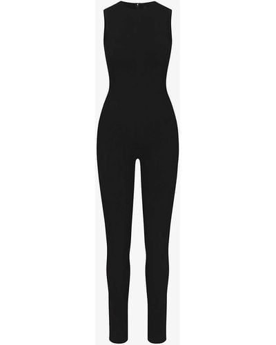 Skims Outdoor Fitted Cotton-blend Jumpsuit - Black