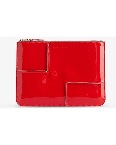 Comme des Garçons Exposed-seam Leather Wallet - Red