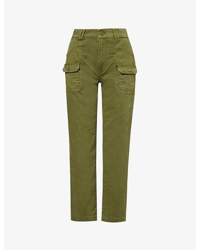 FRAME Utility Relaxed-fit High-rise Stretch-cotton Pants - Green
