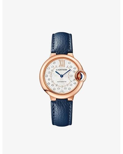 Cartier Ed Crwgbb0056 Ballon Bleu De 18ct Rose-gold And 0.1ct Brilliant-cut Diamond Mechanical Watch - Blue