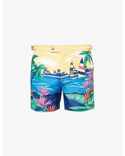 Polo Ralph Lauren Monaco Graphic-print Swim Shorts - Blue
