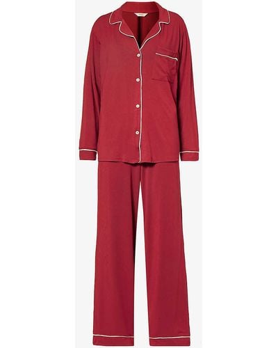 Eberjey Gisele Piped-trim Jersey Pyjama - Red