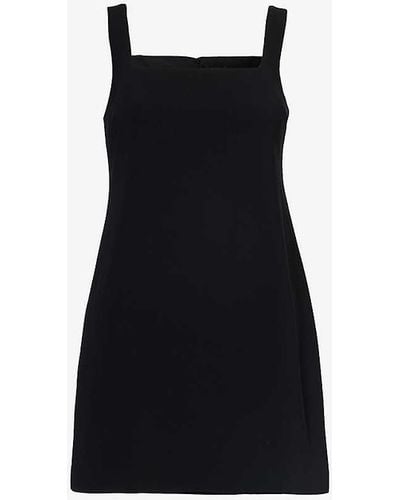 Theory Square-neck Sleeveless Woven Mini Dress - Black