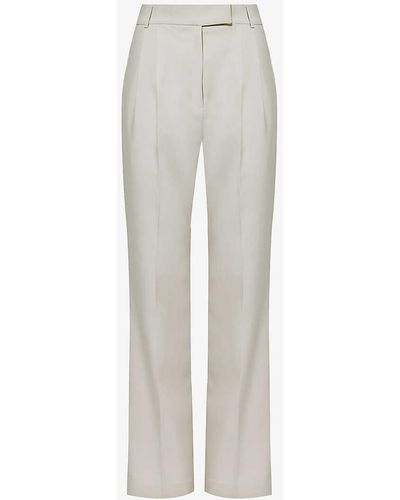 Frankie Shop Bea Pressed-crease Tapered High-rise Stretch-crepe Trousers - White
