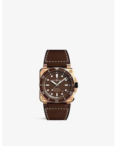 Bell & Ross Br 03-92 Diver Satin-polished Bronze And Leather Automatic Watch - Brown