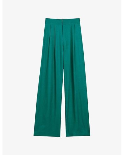 Ted Baker Krissi Wide-leg High-rise Woven Trousers - Green