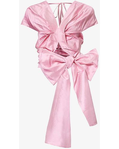 Wynn Hamlyn Kate Bow-waist Silk Mini Dress - Pink