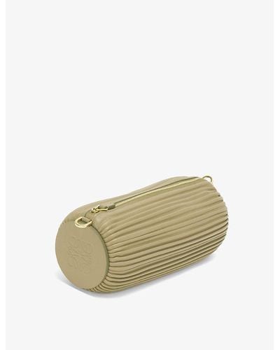 Loewe Bracelet Pouch Pleated Leather Clutch Bag - White