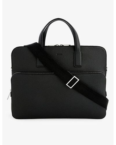 BOSS Crosstown Leather Briefcase - Black