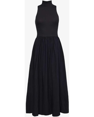 Reformation Sai Slim-fit Stretch-organic Cotton Maxi Dress - Black
