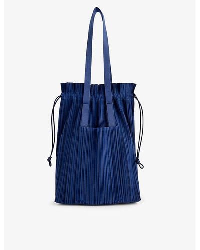 Pleats Please Issey Miyake Pleated Woven Tote Bag - Blue