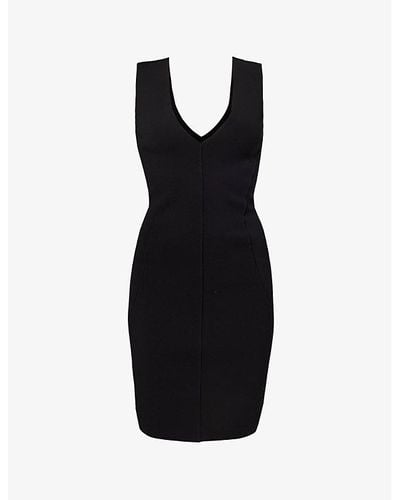 Rick Owens V-neck Slim-fit Knitted Mini Dress - Black