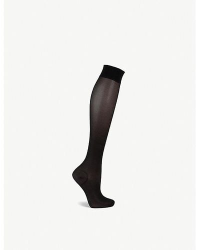 Wolford Pure Energy 30 Leg Vitalizer Knee-high Socks - Black