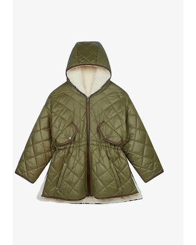 Maje Gangzim Reversible Quilted Shell-down And Faux-shearling Coat - Green
